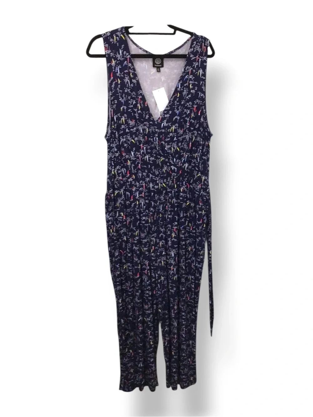 Bobeau Women’s Plus Sleeveless Wrap Front Jumpsuit, Blue Nautica, size 2X